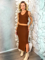 CONJUNTO SAIA MIDI E CROPPED TRICOT LARISSA