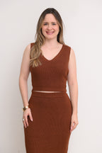 CONJUNTO SAIA MIDI E CROPPED TRICOT LARISSA