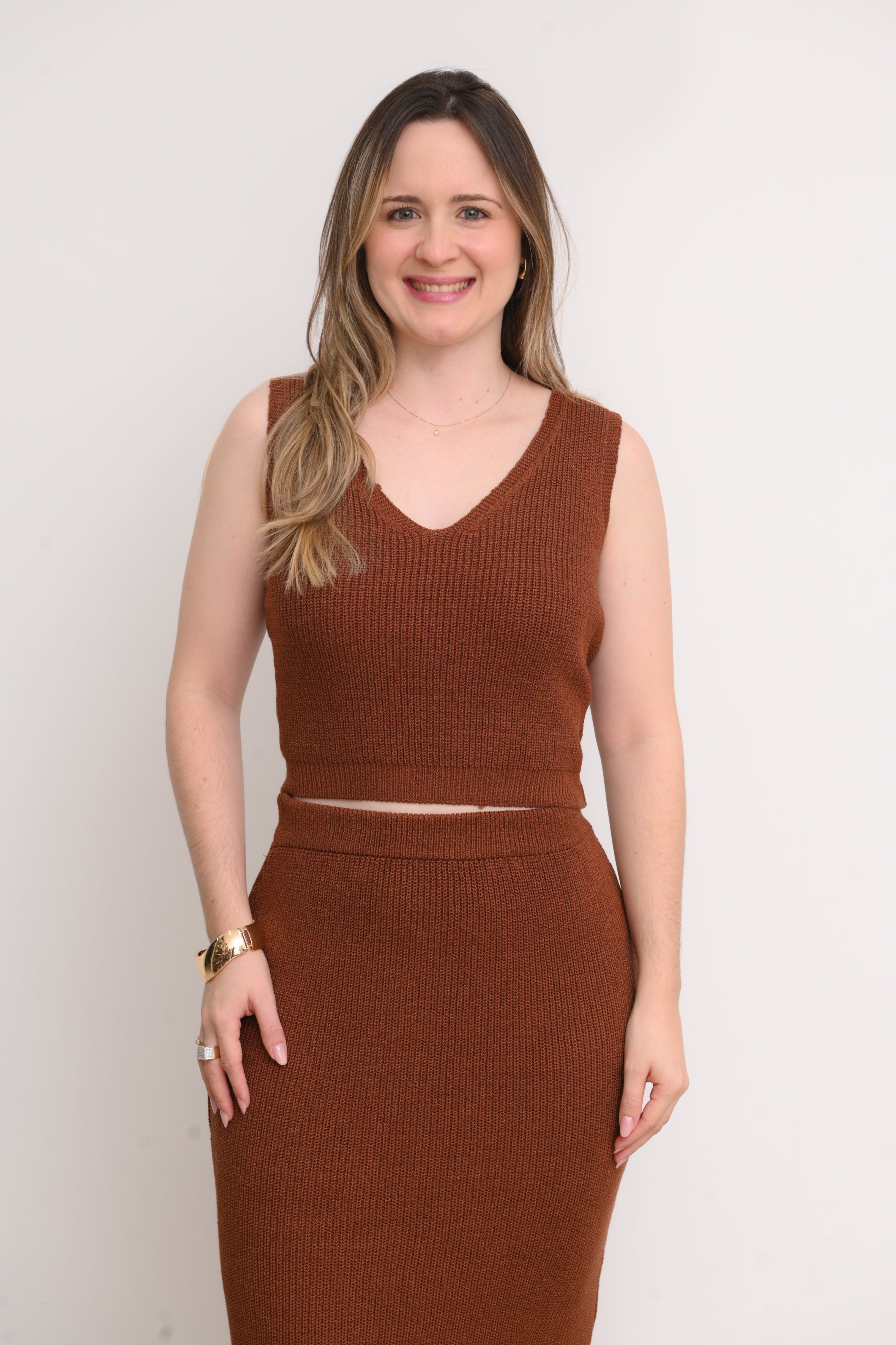 CONJUNTO SAIA MIDI E CROPPED TRICOT LARISSA
