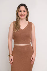 CONJUNTO SAIA MIDI E CROPPED TRICOT LARISSA